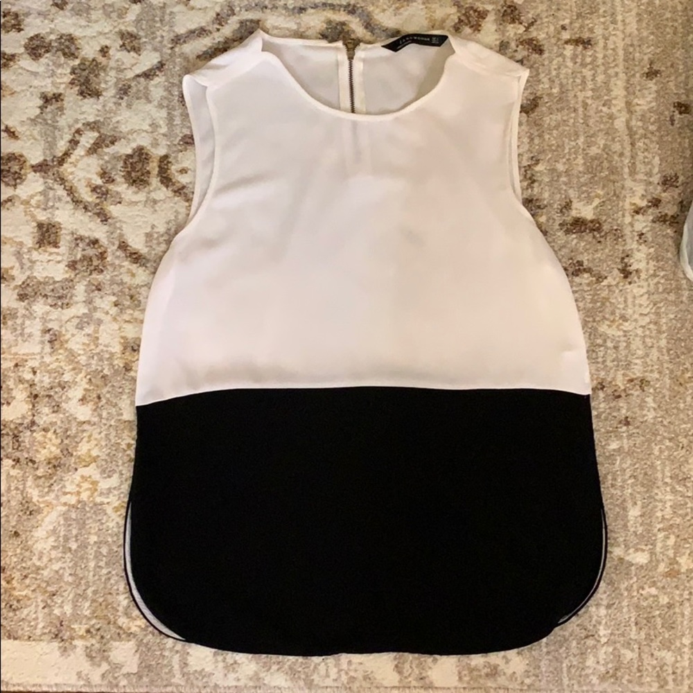 Zara Color Block Feminine Sleeveless Blouse